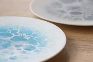 【美品】やま平窯 グレー泡 プレート18.5cm 2枚組 美品】やま平窯 グレー泡 プレート18.5cm 2枚組 美品】やま