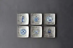 黒マットと銀彩が魅せる大人の表情の浅鉢 | 有田焼 銀河 frame bowl