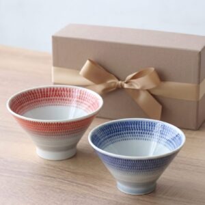 富士碗 夫婦茶碗 青 / 赤 ペア